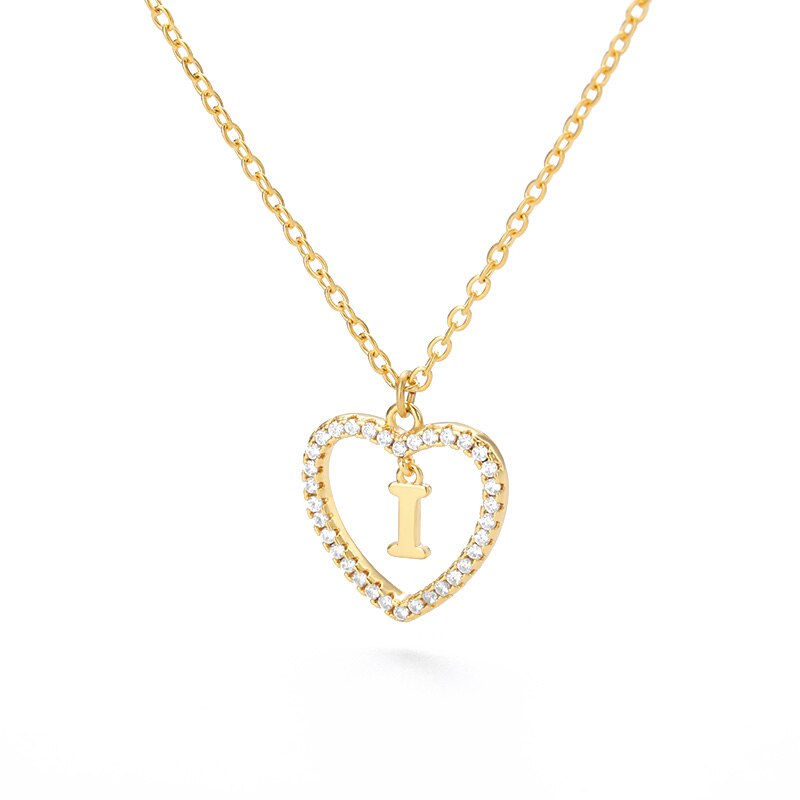 Heart Initial Necklace For Women Hollow Zircon Alphabet Necklaces Letter Pendant 2022 Trend Couple Jewelry Gift collier femme