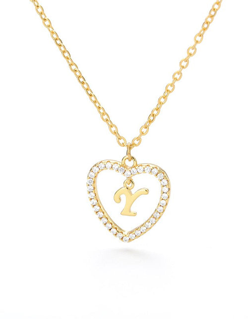 Load image into Gallery viewer, Heart Initial Necklace For Women Hollow Zircon Alphabet Necklaces Letter Pendant 2022 Trend Couple Jewelry Gift collier femme
