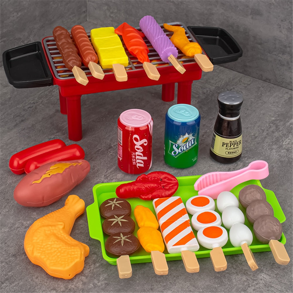 Baby Pretend Play Kitchen Kids Toys Simulation Barbecue Cookware Cooking Food Role Play Educational Gift Toys for Children