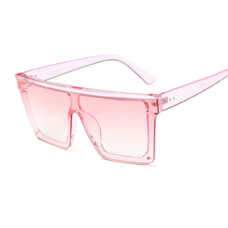 Retro Fashion Square Sunglasses Woman Big Frame Black Pink Ladies Sun Glasses Oversized Flat Top Colorful Lunette De Soleil