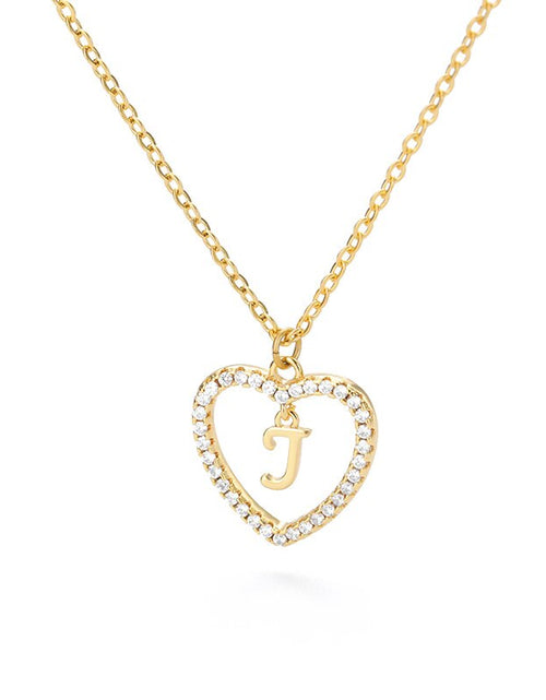 Load image into Gallery viewer, Heart Initial Necklace For Women Hollow Zircon Alphabet Necklaces Letter Pendant 2022 Trend Couple Jewelry Gift collier femme
