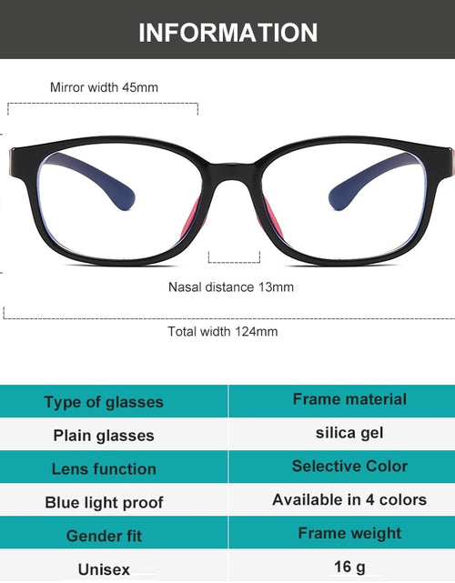 Load image into Gallery viewer, Anti Blue Light Kids Glasses Children Boy Girls Computer Transparent Blocking Reflective Eyeglasses silicone Soft Frame Eyewear
