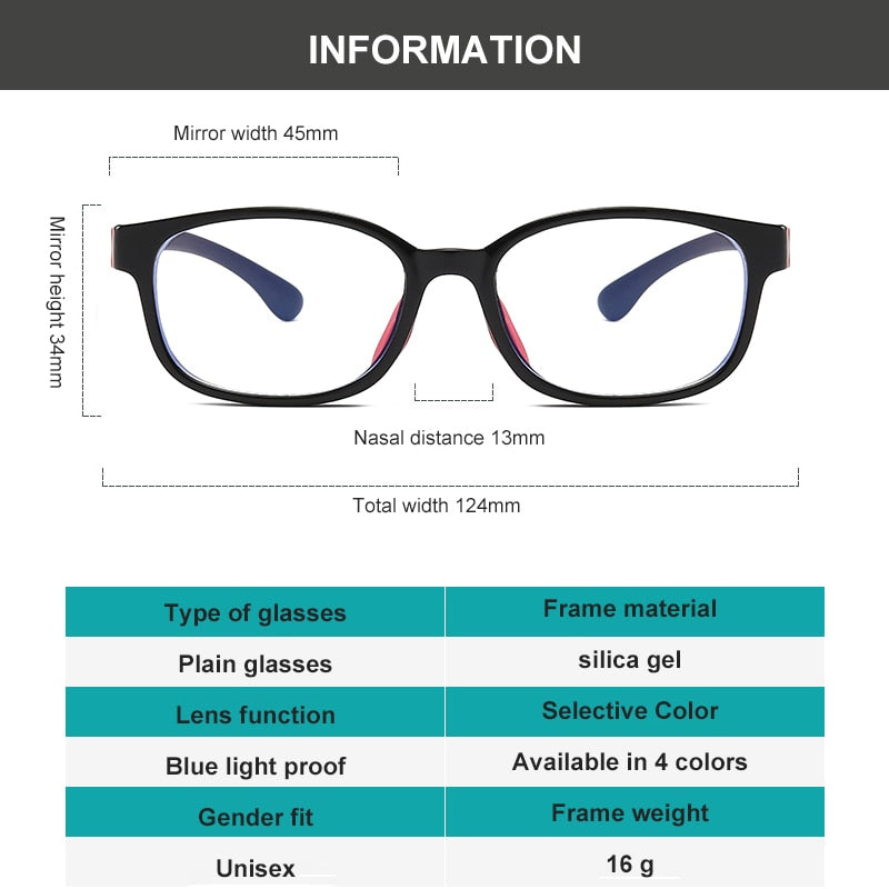 Anti Blue Light Kids Glasses Children Boy Girls Computer Transparent Blocking Reflective Eyeglasses silicone Soft Frame Eyewear