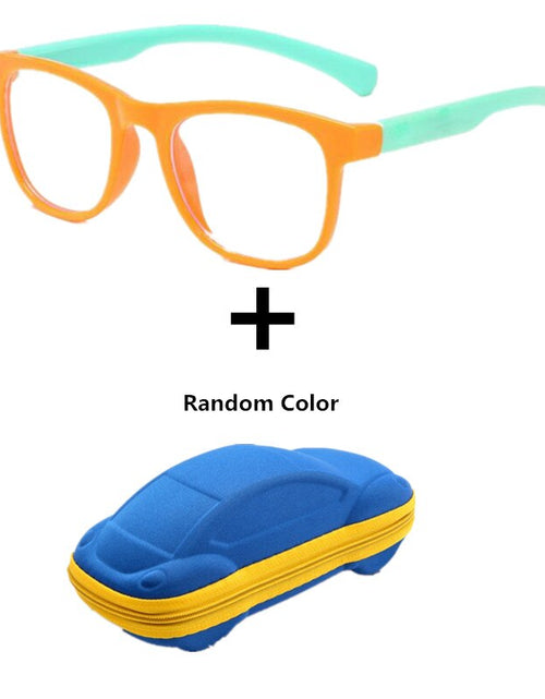 Load image into Gallery viewer, Anti blue Light Kids Glasses Boys Girls Optical Frame Computer Transparent Glasses Children Silicone Soft Eyeglasses +Car Case
