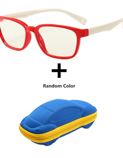 Load image into Gallery viewer, Anti blue Light Kids Glasses Boys Girls Optical Frame Computer Transparent Glasses Children Silicone Soft Eyeglasses +Car Case
