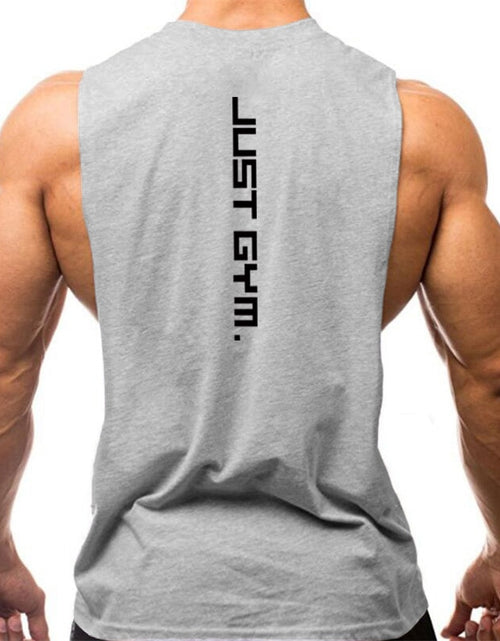 Load image into Gallery viewer, Just Gym Clothing Fitness Mens Sides Cut Off T-shirts Dropped Armholes Bodybuilding Tank Tops Workout Sleeveless Vest
