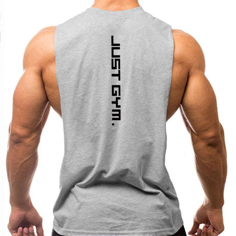 Just Gym Clothing Fitness Mens Sides Cut Off T-shirts Dropped Armholes Bodybuilding Tank Tops Workout Sleeveless Vest