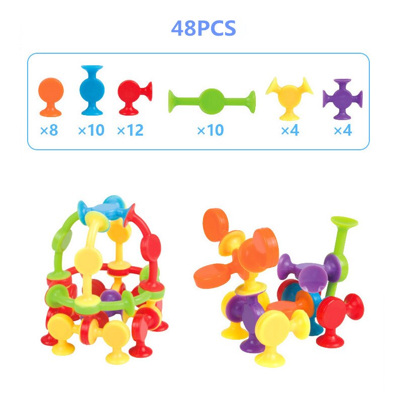 16-48pcs/set Pop Little Suckers Assembled Sucker Suction Cup Educational Building Block Toy Girl&amp;Boy Kids Gifts Fun Game