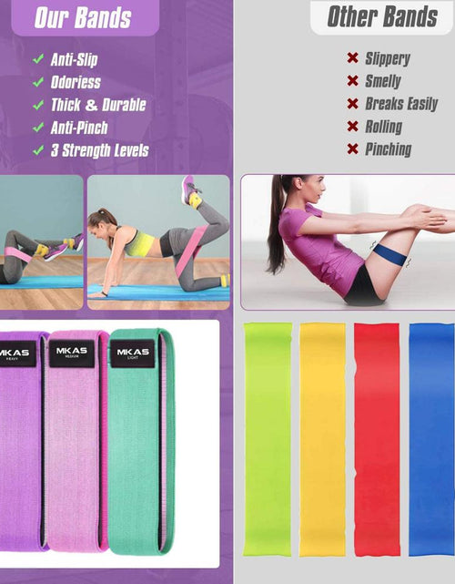 Load image into Gallery viewer, Hip Fitness Resistance Bands Exercise Workout Set Fabric Loop Yoga Booty Bands 3-Piece For Leg Thigh Butt Squat Glute Equipment
