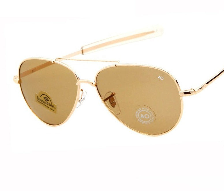 Sunglasses pilot 90s Men Army Military 12K Gold Tint Frame American Optical Lens Sun Glasses with Box OM288B