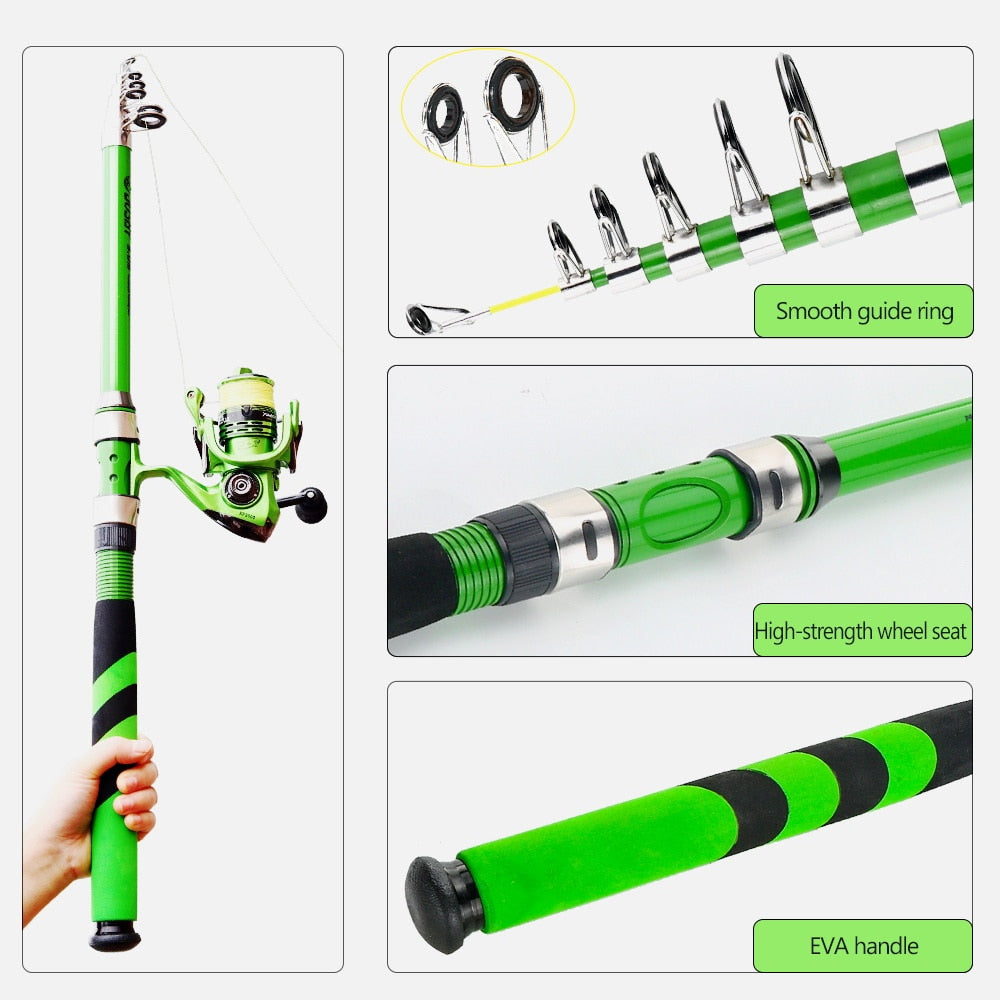 Carbon Fiber Telescopic Carp Pesca Sea Fishing Rod Pole Portable Spinning Travel Ultralight 2.1M 2.4M 2.7M 3.0M 2020 NEW