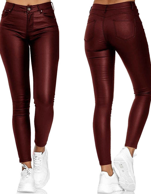 Load image into Gallery viewer, WomenLeather Pants Black Sexy Stretch Bodycon Trousers Women High Waist Long Casual Pencil Pants Plus Size S-3XL
