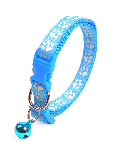 Load image into Gallery viewer, 1Pc Colorful Cute Bell Collar Adjustable Buckle Cat Collar Pet Supplies Footprint Personalized Kitten Collar Small Dog Accessory
