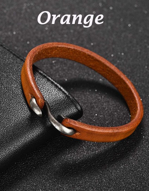 Load image into Gallery viewer, Men Bracelet Genuine Leather Bangle Retro Cuff Bracelet Classic Hooks Wristband Men Women Jewelry Gifts
