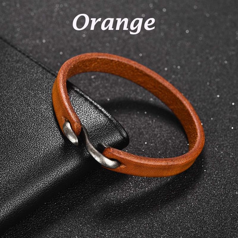 Men Bracelet Genuine Leather Bangle Retro Cuff Bracelet Classic Hooks Wristband Men Women Jewelry Gifts