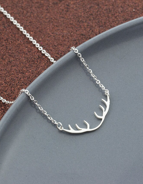 Load image into Gallery viewer, Antler Necklace Delicate Deer Horn Pendant Stainless Steel Charm Necklace Best Friends Gifts Wild Animal Jewelry
