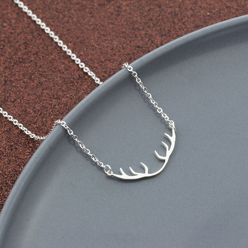 Antler Necklace Delicate Deer Horn Pendant Stainless Steel Charm Necklace Best Friends Gifts Wild Animal Jewelry