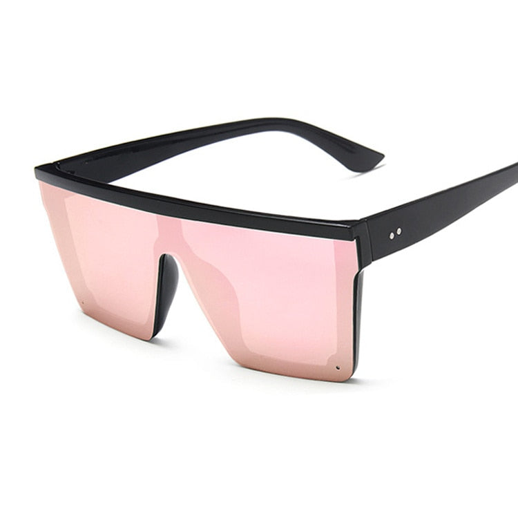 Retro Fashion Square Sunglasses Woman Big Frame Black Pink Ladies Sun Glasses Oversized Flat Top Colorful Lunette De Soleil