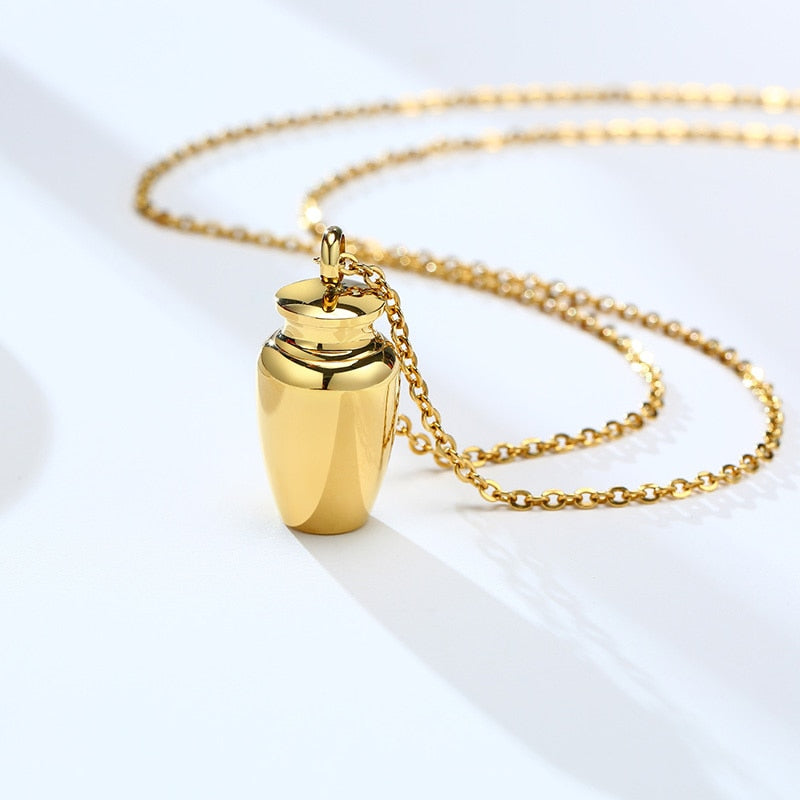 Vnox Openable Earthen Jar Columbarium Shape Pendant for Men Women,Stylish Perfume Holder Ashes Cremation Urn Punk Rock Necklace