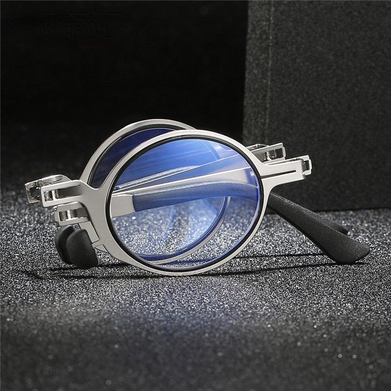 Round Folding Reading Glasses Men Women Anti Blue Light Presbyopia Glasses Portable Design Readers Eyewear With Case