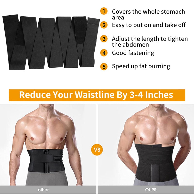 Men Waist Trainer Abdomen Body Shaper High Compression Modeling Strap Slimming Belly Belt Fitness Cincher Sweat Wraps Shapewear