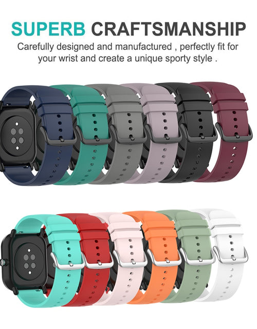 Load image into Gallery viewer, 20mm Silicone Watch Strap For Amazfit GTS 4/2 Mini Strap Replacement Strap For Amazfit GTS/GTS 2 Strap For Amazfit Bip/U/U Pro
