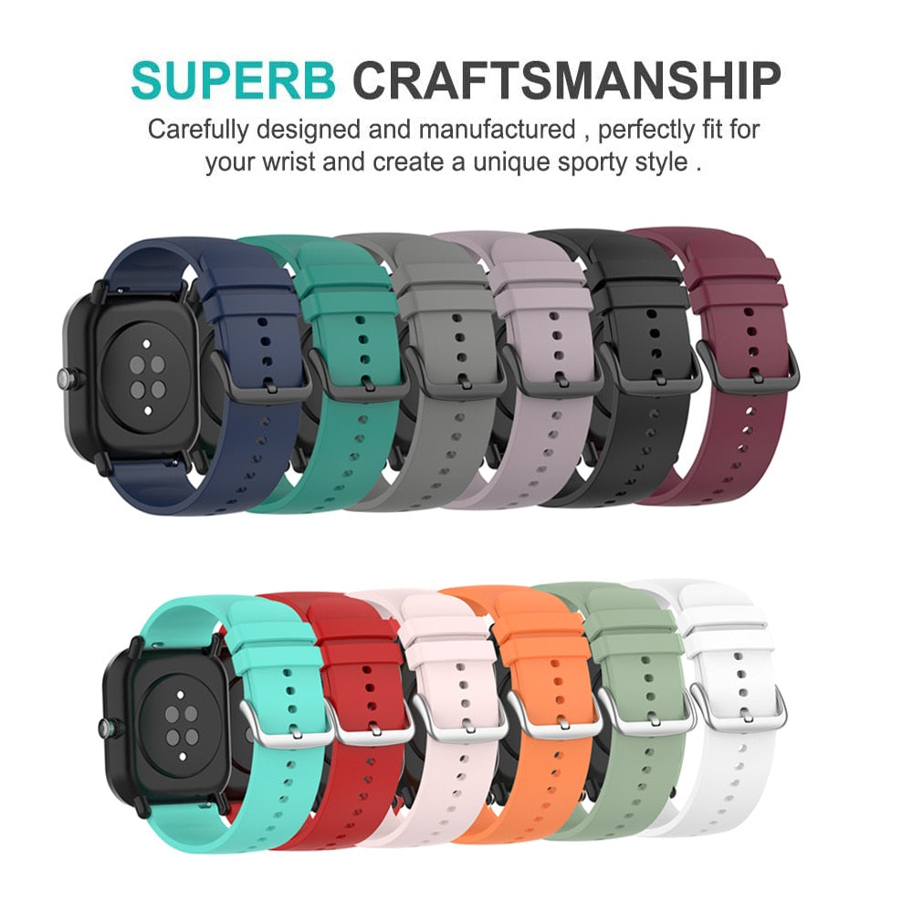 20mm Silicone Watch Strap For Amazfit GTS 4/2 Mini Strap Replacement Strap For Amazfit GTS/GTS 2 Strap For Amazfit Bip/U/U Pro