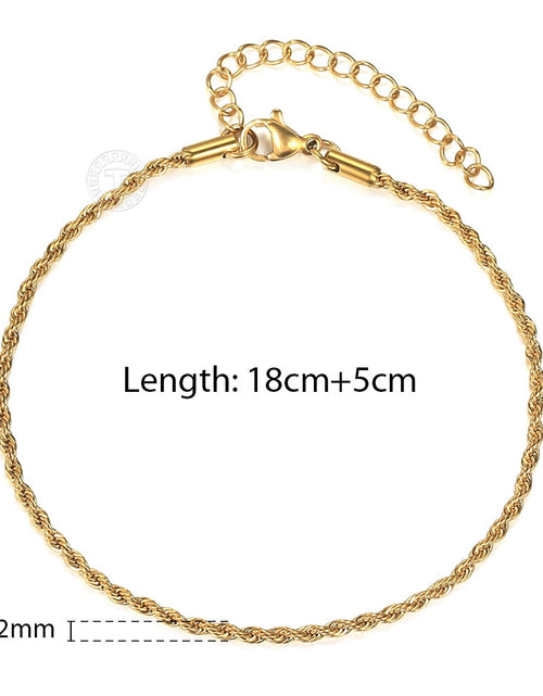 Load image into Gallery viewer, 2/3/4/5mm Stainless Steel Twisted Rope Chain Bracelets for Women Men Fashion Punk Bangle Length Adjustable 18cm+5cm
