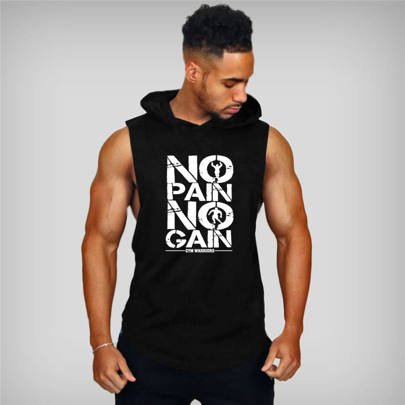 Gyms Clothing Mens Bodybuilding Hooded Tank Top Cotton Sleeveless Vest Sweatshirt Fitness Workout Sportswear Tops Male