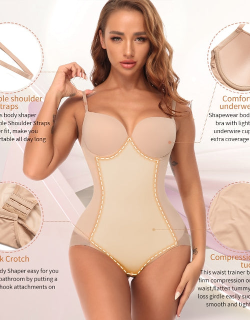 Load image into Gallery viewer, Body Shapewear Bodysuit With Cup Compression Shapers For Women Belly Sheath Waist Trainer Reductive Slimming Underwear Corset
