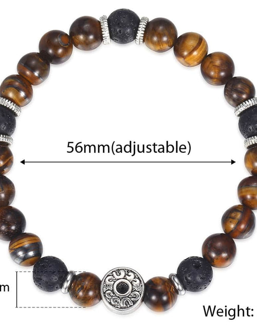 Load image into Gallery viewer, 9mm Tiger Eye Stone Beads Bracelet For Mens Stainless Steel Elastic Charm Bracelets Male Jewelry Men&#39;s Gifts Dropshipping DB42
