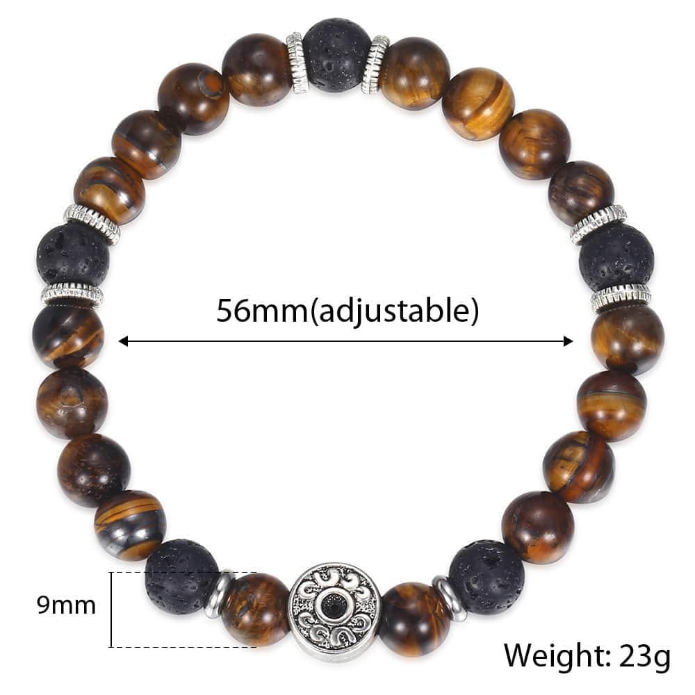 9mm Tiger Eye Stone Beads Bracelet For Mens Stainless Steel Elastic Charm Bracelets Male Jewelry Men&#39;s Gifts Dropshipping DB42