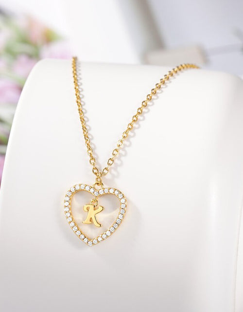 Load image into Gallery viewer, Heart Initial Necklace For Women Hollow Zircon Alphabet Necklaces Letter Pendant 2022 Trend Couple Jewelry Gift collier femme
