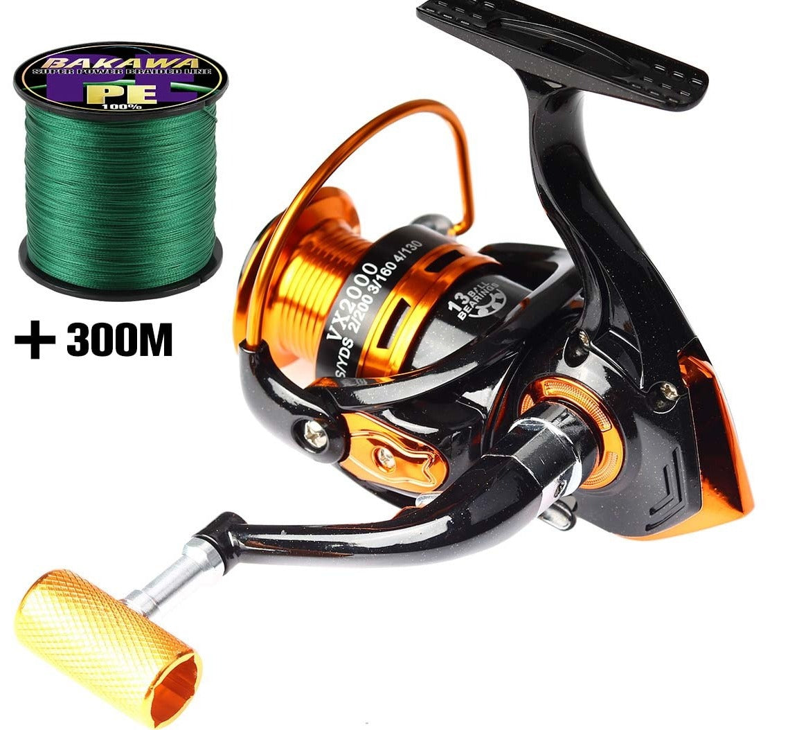 BAKAWA NEW Fishing Metal Spool Reel 1000~7000 Series 13 BB Accessories Metal Spool Spinning Wheel For Saltwater Carp Pesca