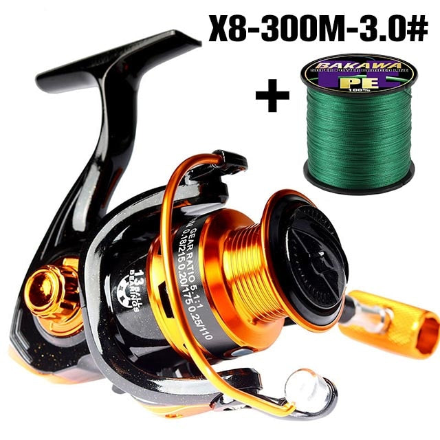 BAKAWA NEW Fishing Metal Spool Reel 1000~7000 Series 13 BB Accessories Metal Spool Spinning Wheel For Saltwater Carp Pesca