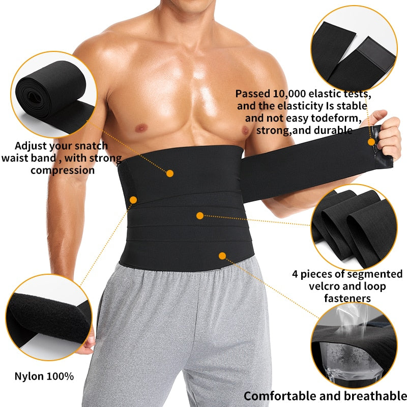 Men Waist Trainer Abdomen Body Shaper High Compression Modeling Strap Slimming Belly Belt Fitness Cincher Sweat Wraps Shapewear