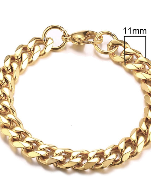 Load image into Gallery viewer, Mens Simple 3-11mm Stainless Steel Curb Cuban Link Chain Bracelets for Women Unisex Wrist Jewelry Gifts
