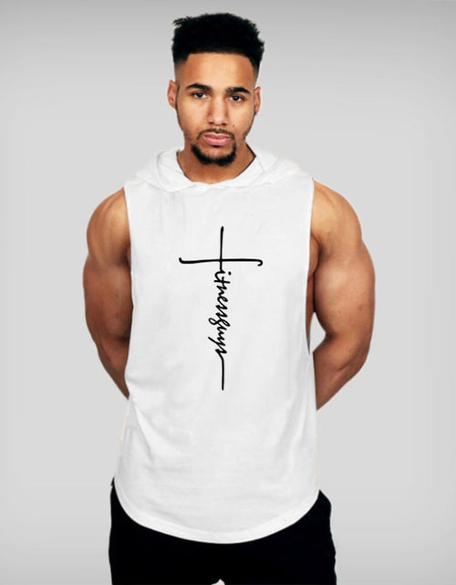 Load image into Gallery viewer, Muscle Fitness Guys Gym Clothing Mens Bodybuilding Hooded Tank Top Men Cotton Sleeveless T Shirt Running Vest Workout Sportswear
