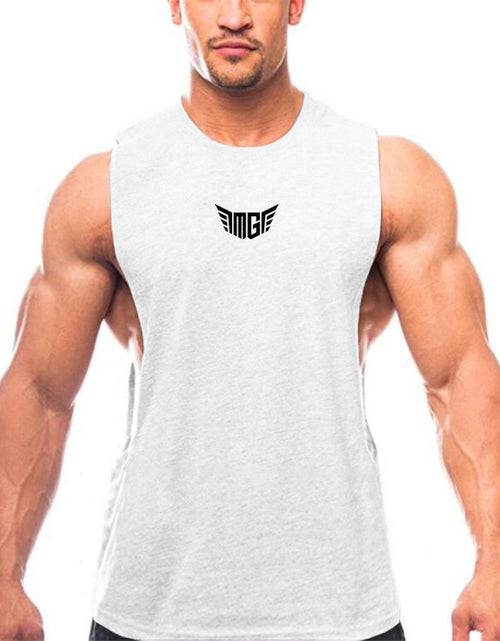 Load image into Gallery viewer, Bodybuilding Tank Tops Men Sports Sleeveless shirt Muscle guys Vest Fitness Drop Armhole Solid Tops Tees Cotton Gym Singlets
