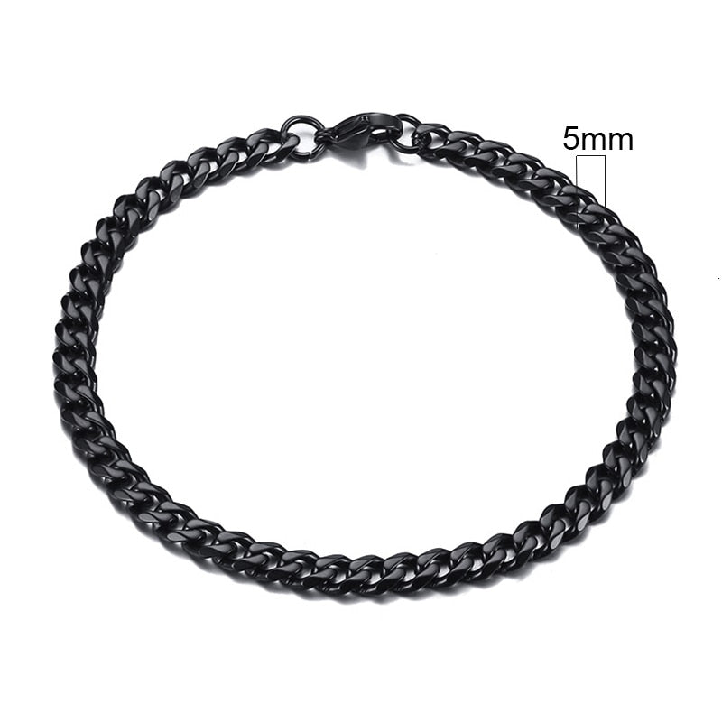 3-11mm Chunky Miami Curb Chain Bracelet for Men, Stainless Steel Cuban Link Chain Wristband Classic Punk Heavy Male Jewelry