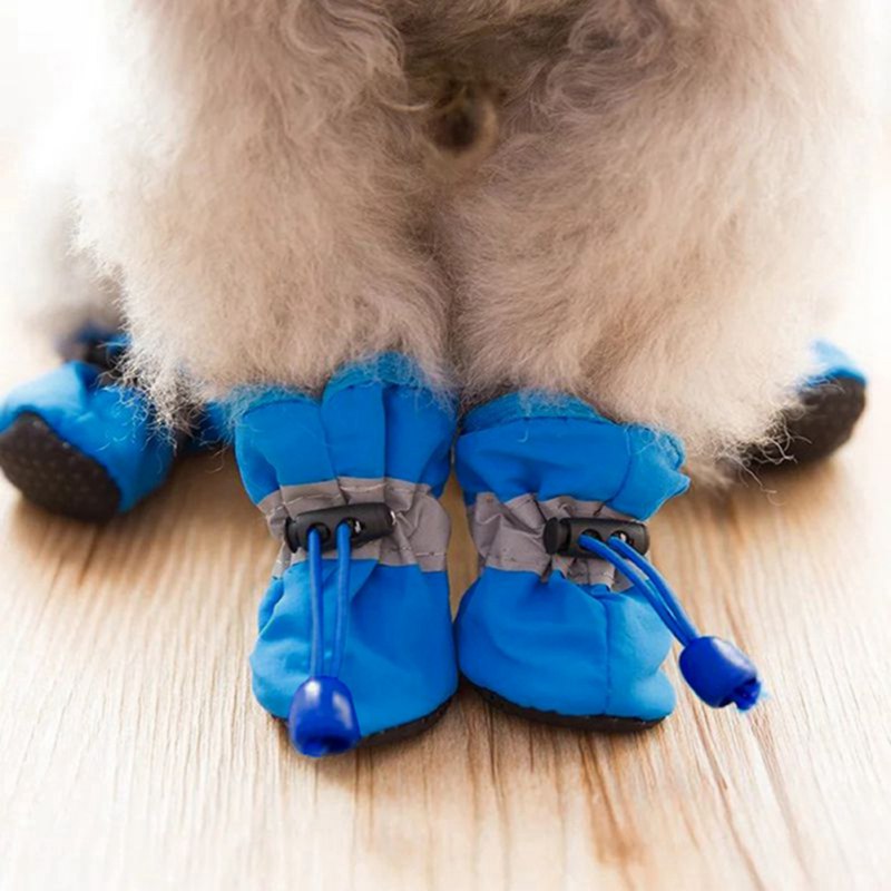 4pcs/set Waterproof Winter Pet Dog Shoes Anti-slip Rain Snow Boots Footwear Thick Warm For Small Cats Puppy Dogs Socks Booties