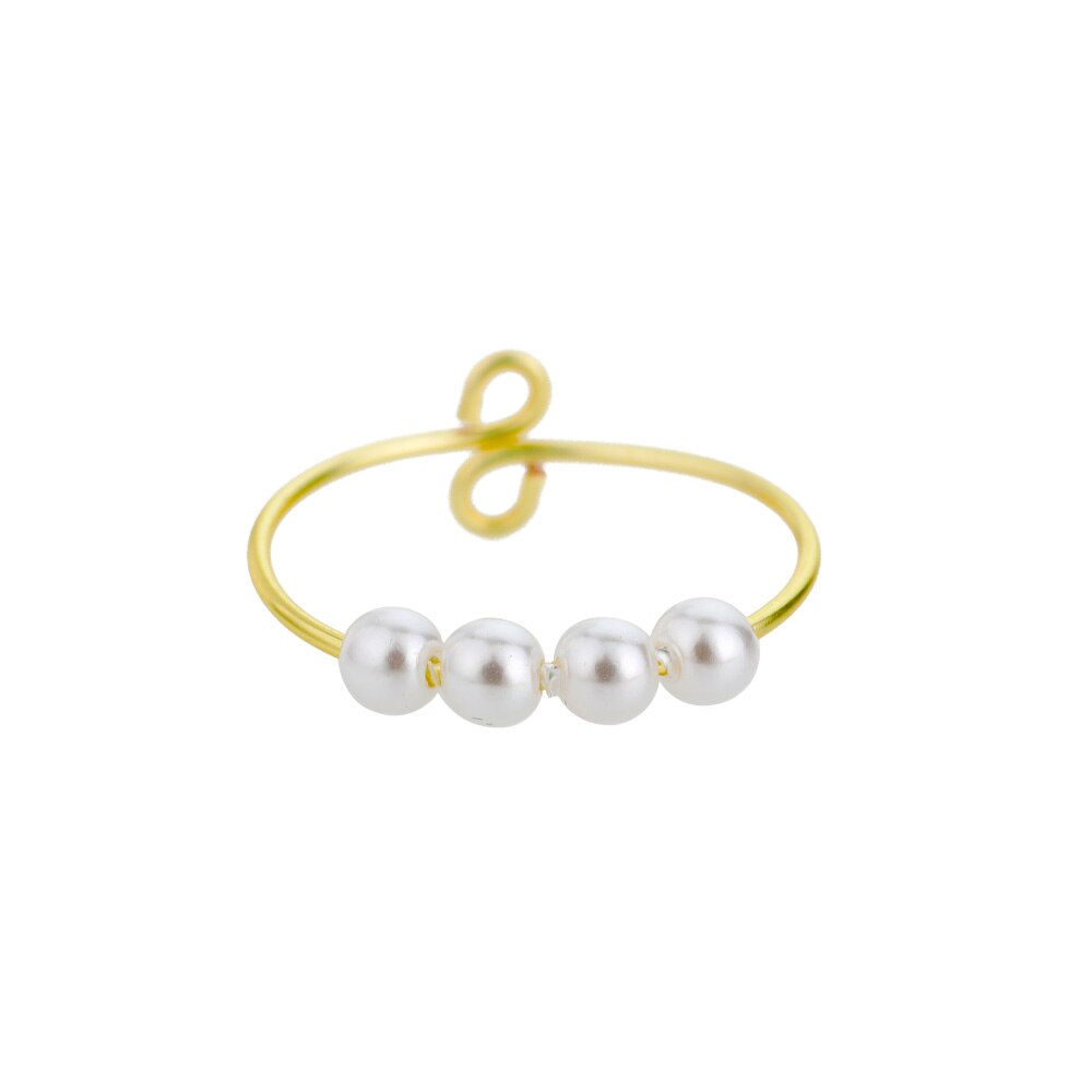 Ring Spinner Spiral Simulated Pearl Fidget Rings Rotate Freely Anti Stress Anxiety Ring Toy For Girl Women