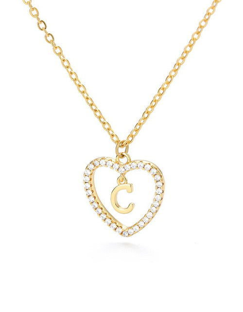 Load image into Gallery viewer, Heart Initial Necklace For Women Hollow Zircon Alphabet Necklaces Letter Pendant 2022 Trend Couple Jewelry Gift collier femme
