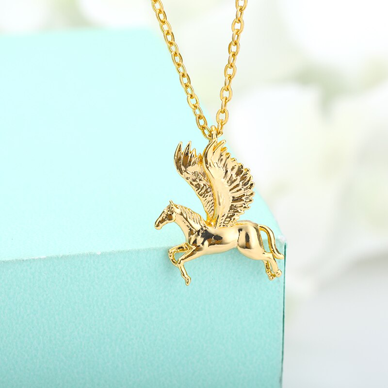 Stainless Steel Pegasus Necklace For Women Men Goth Gold Color Necklace Pendant 2020 Fashion Choker Boho Jewerly Christmas Gift