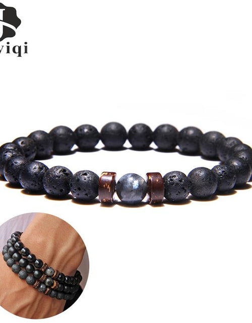 Load image into Gallery viewer, Beads Bracelet for Men Natural Volcanic Stone Bead Tibetan Buddha chakra Lava Stone Diffuser Bracelets Men Fashion New Jewelry
