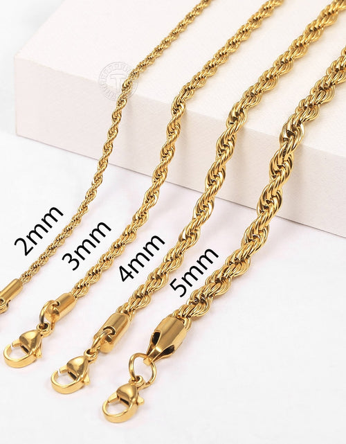 Load image into Gallery viewer, 2/3/4/5mm Stainless Steel Twisted Rope Chain Bracelets for Women Men Fashion Punk Bangle Length Adjustable 18cm+5cm
