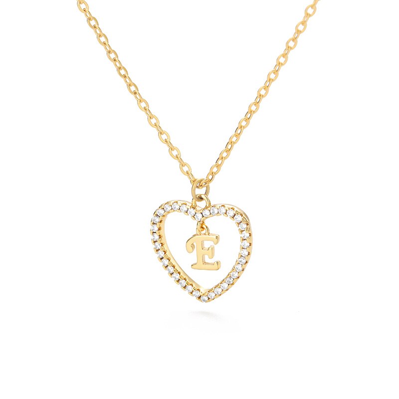 Heart Initial Necklace For Women Hollow Zircon Alphabet Necklaces Letter Pendant 2022 Trend Couple Jewelry Gift collier femme