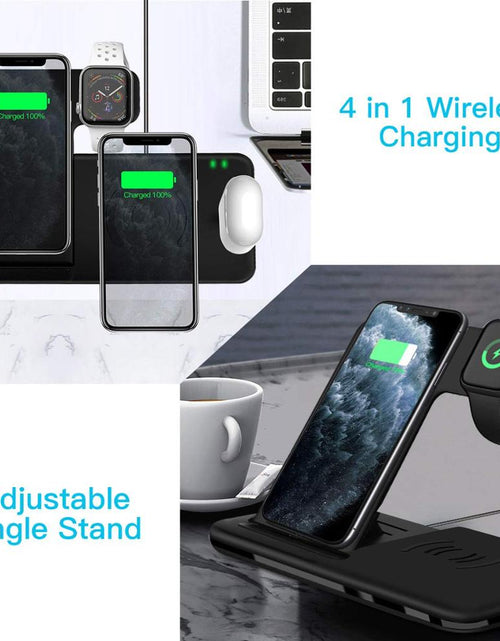 Load image into Gallery viewer, 15W Fast Wireless Charger Stand For iPhone 14 13 12 11 8 Apple Watch 4 in 1 Foldable Charging Station for Airpods Pro iWatch
