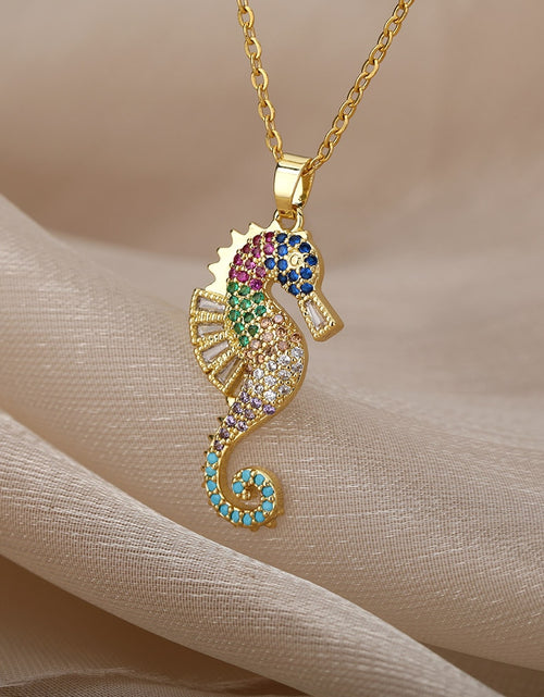 Load image into Gallery viewer, Sea Horse Pendant Necklace For Women Stainless Steel Gold  Color Necklaces 2022 Trend Couple Aesthetic Jewerly collares
