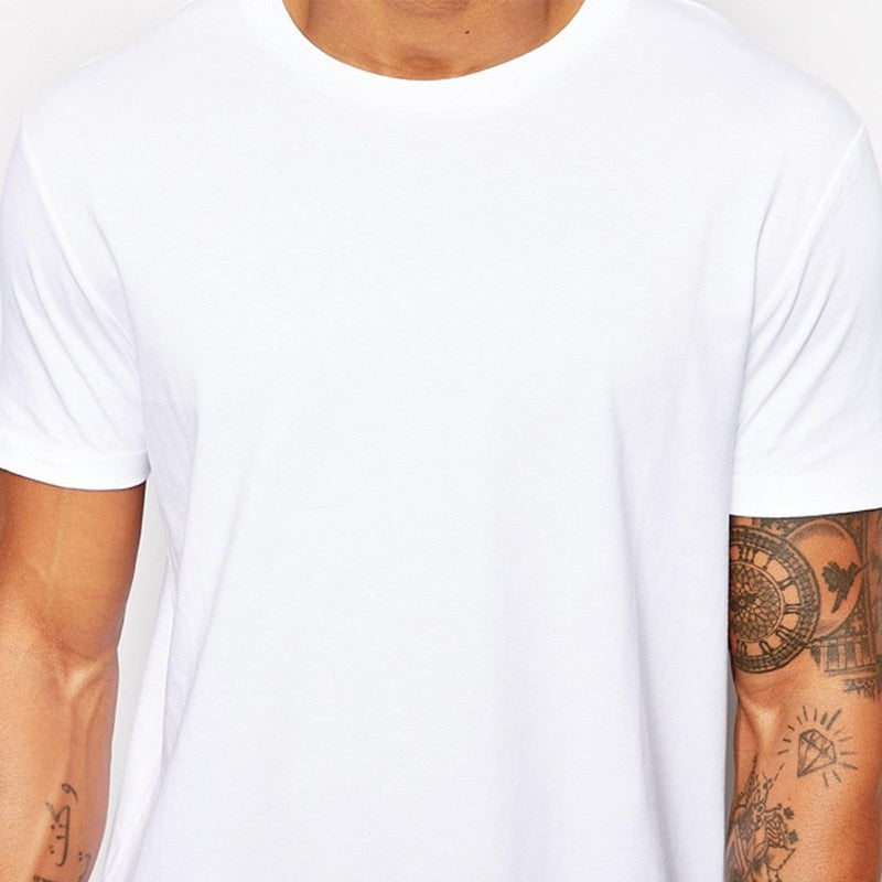 2022 Brand Mens T-Shirt White Long Hip Hop StreetWear Men T Shirt Extra Long Length Tee Tops Longline For Male Clothing Tshirts